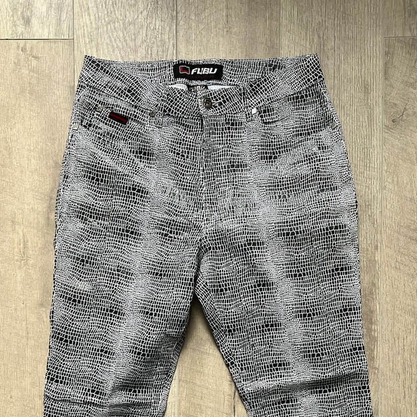 FUBU Black and White Crackled Pants