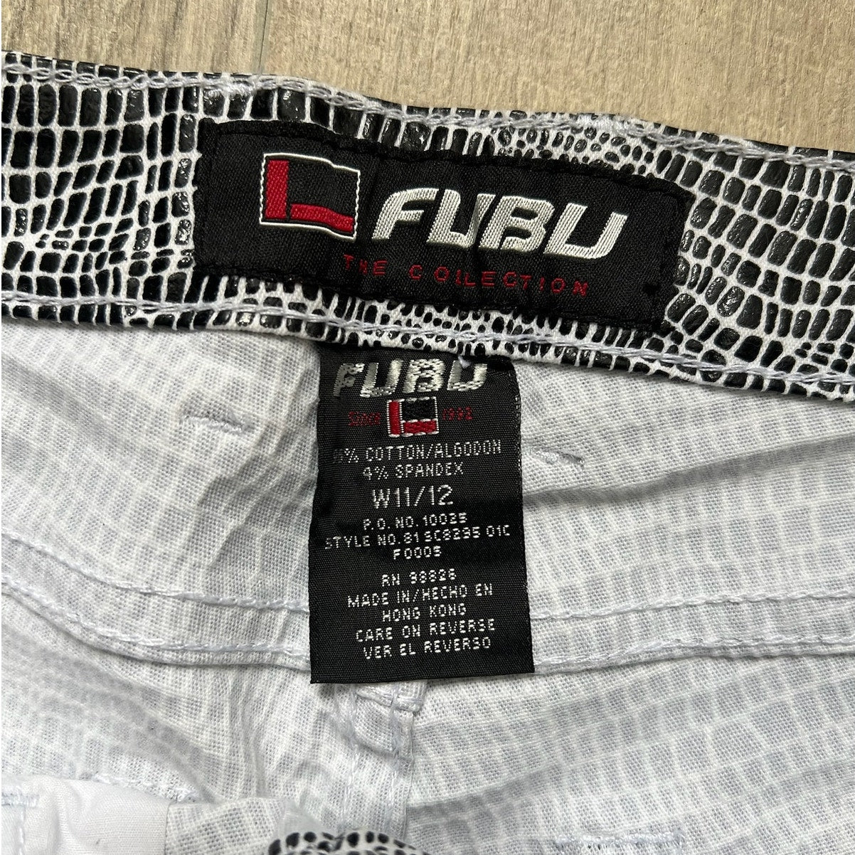 FUBU Black and White Crackled Pants