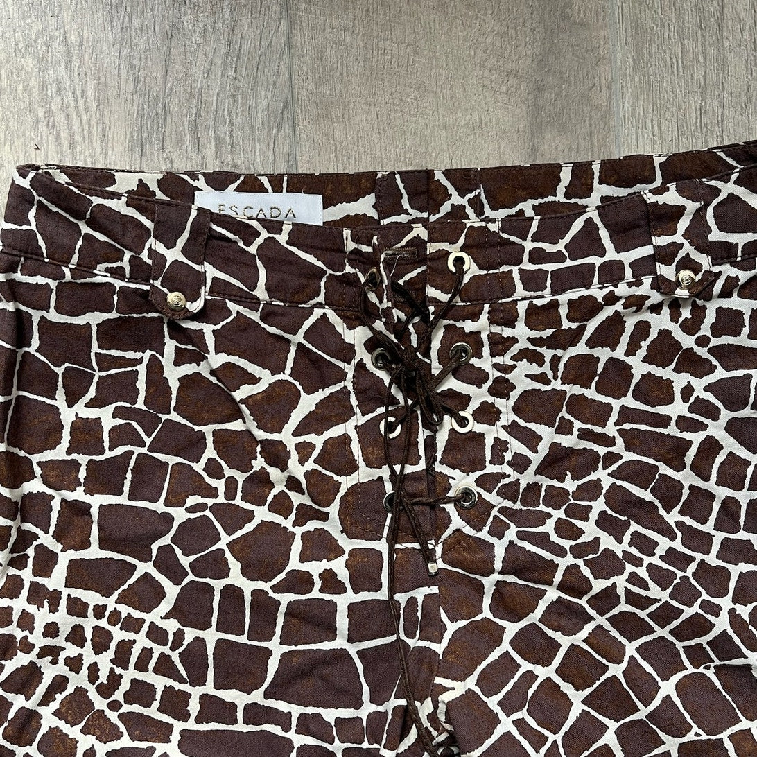 ESCADA Giraffe Print Lace-up Pants