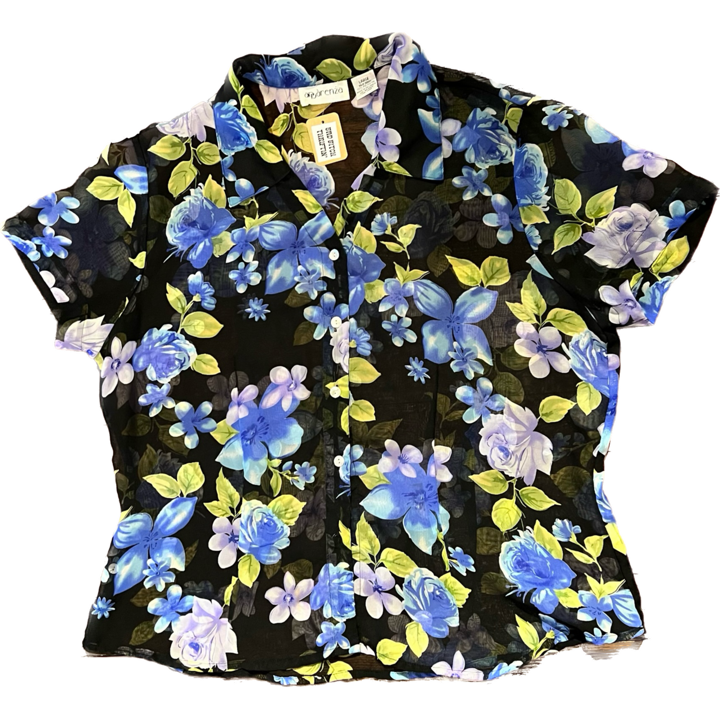 Floral Sheer Button Up (L)
