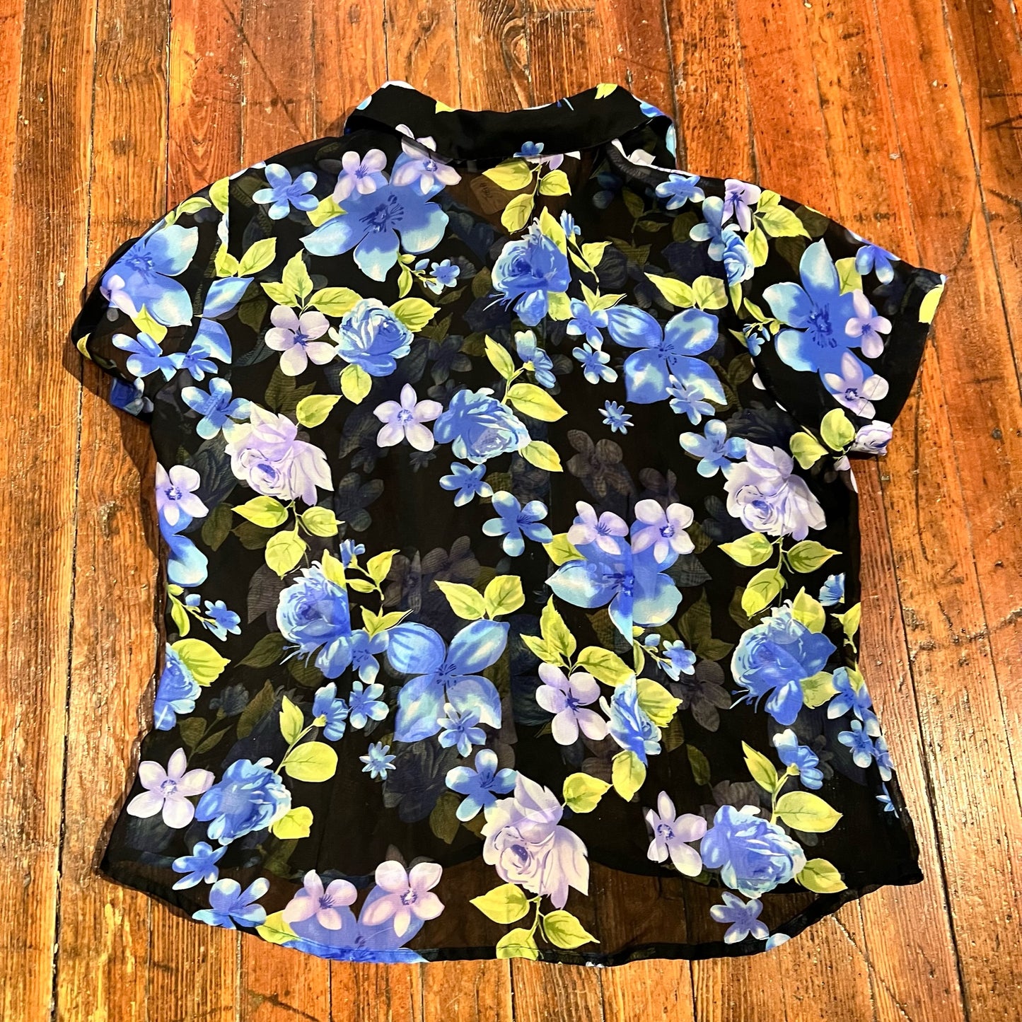 Floral Sheer Button Up (L)