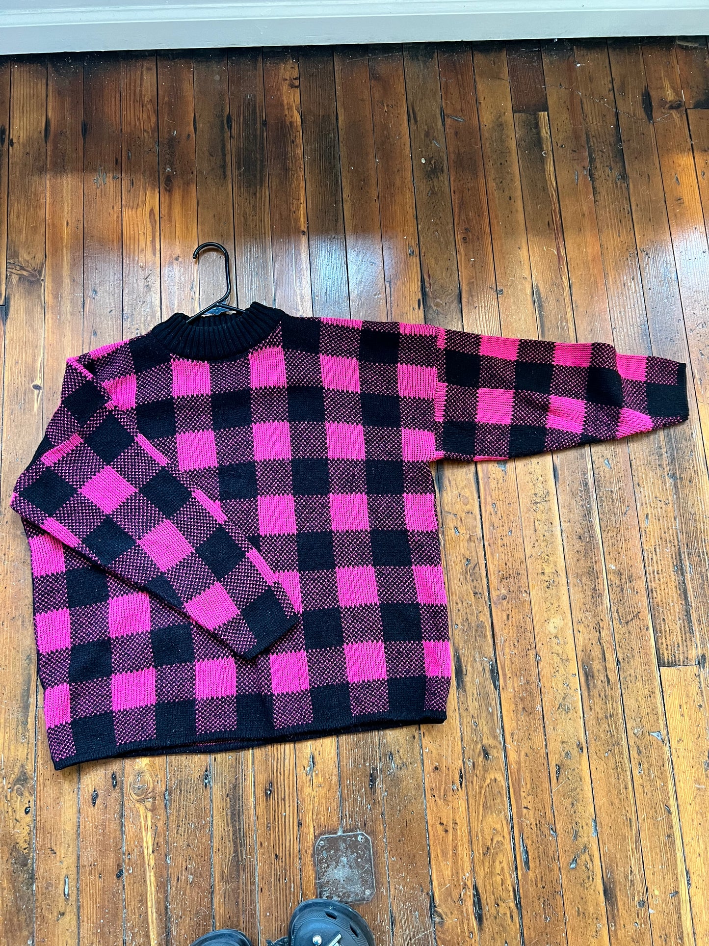 Pink Buffalo Plaid Vintage Sweater (M)