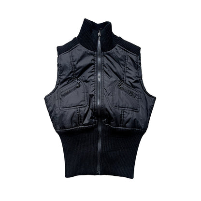 Black Sinched Bomber Y2K Vest