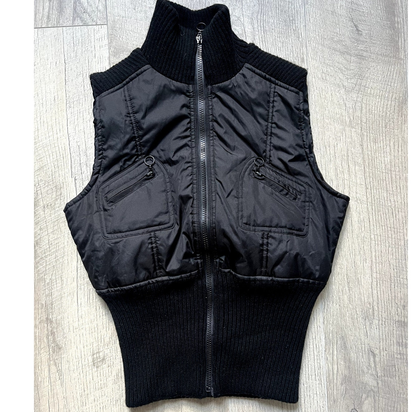 Black Sinched Bomber Y2K Vest