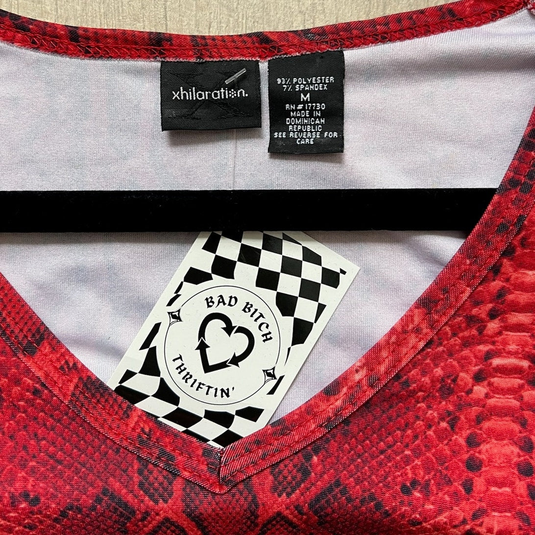 Red Snakeskin Shirt Y2K