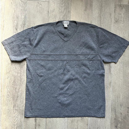 Grey Knit Short Sleeve V-neck Tee