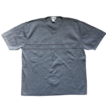 Grey Knit Short Sleeve V-neck Tee