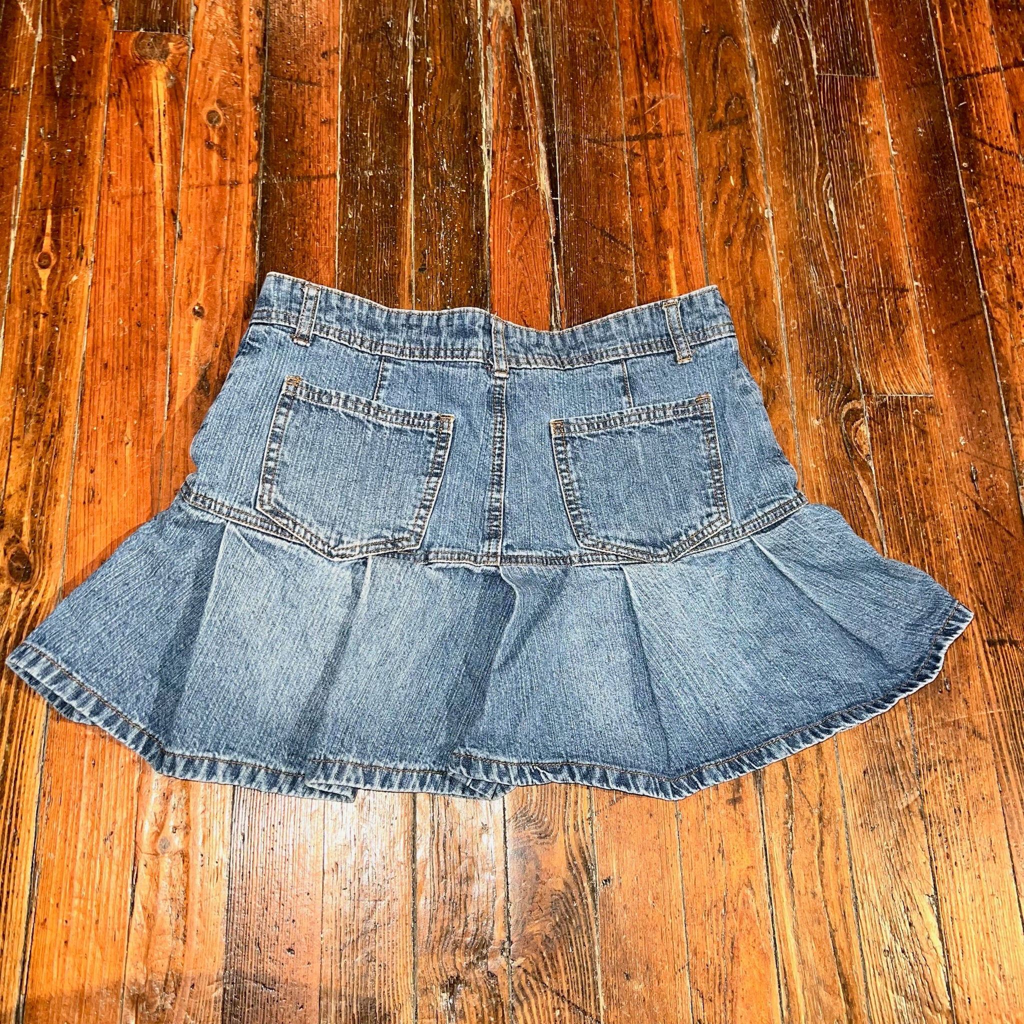Y2K Denim Pleated Skirt (28