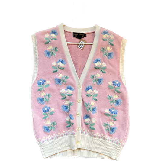 Floral Embroidered Vintage Vest (L)