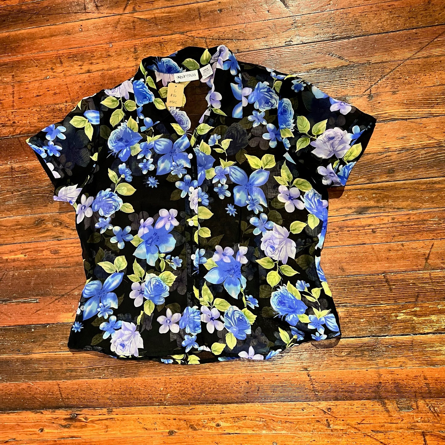 Floral Sheer Button Up (L)