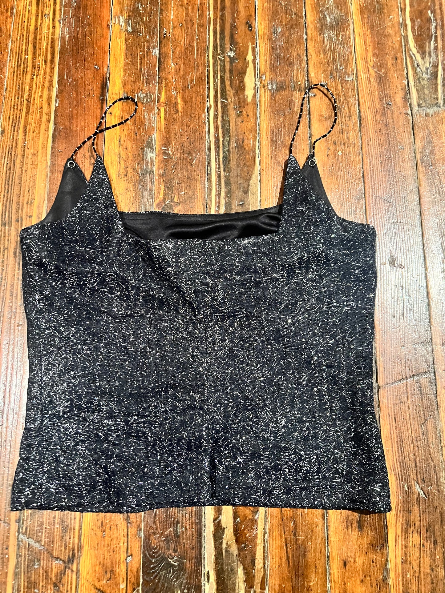 Vintage Sparkly Tank with Beaded Straps (S)
