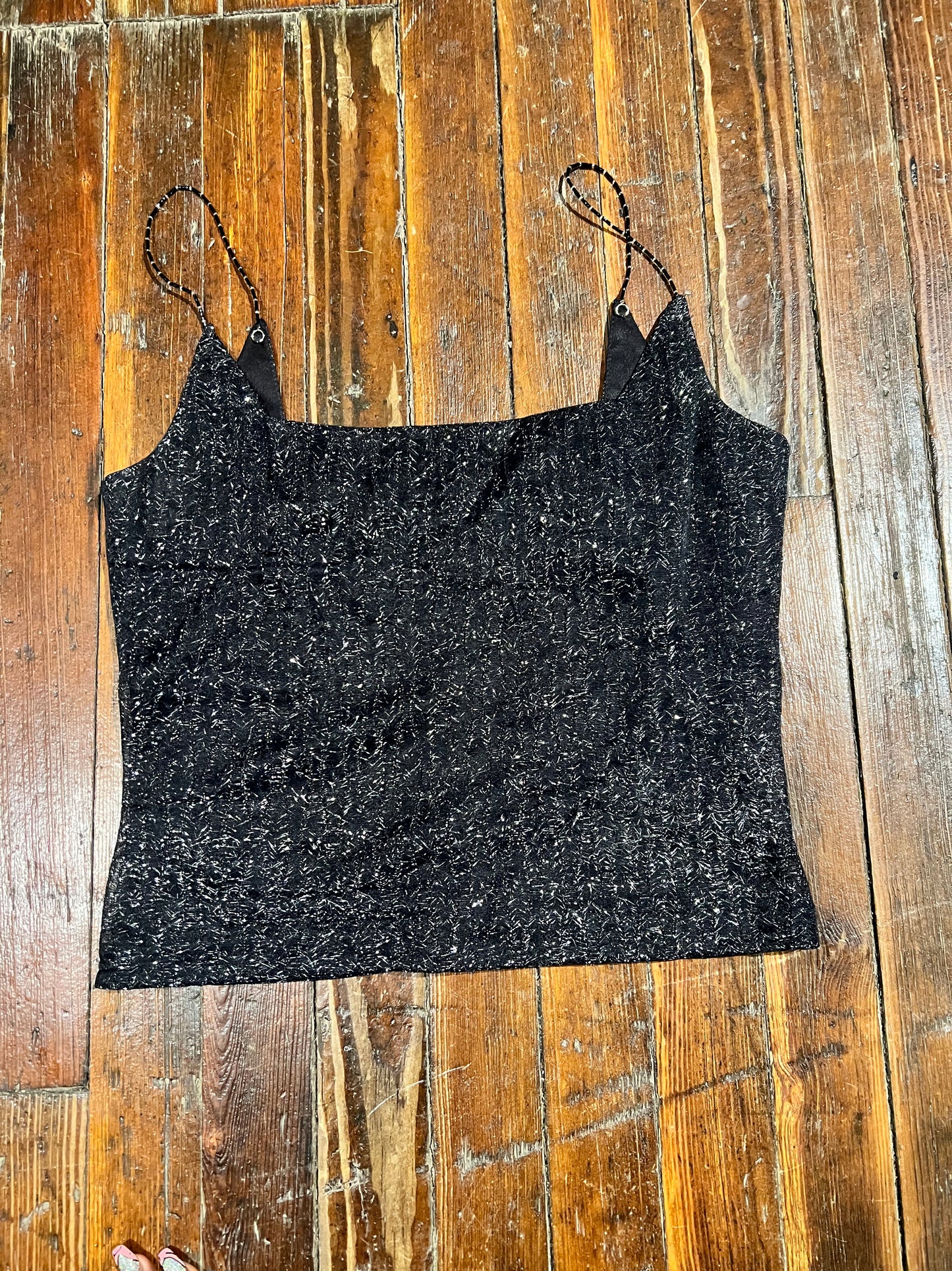 Vintage Sparkly Tank with Beaded Straps (S)