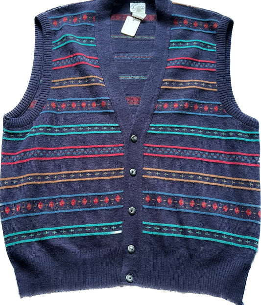 Retro Cardigan Sweater Vest (XL)