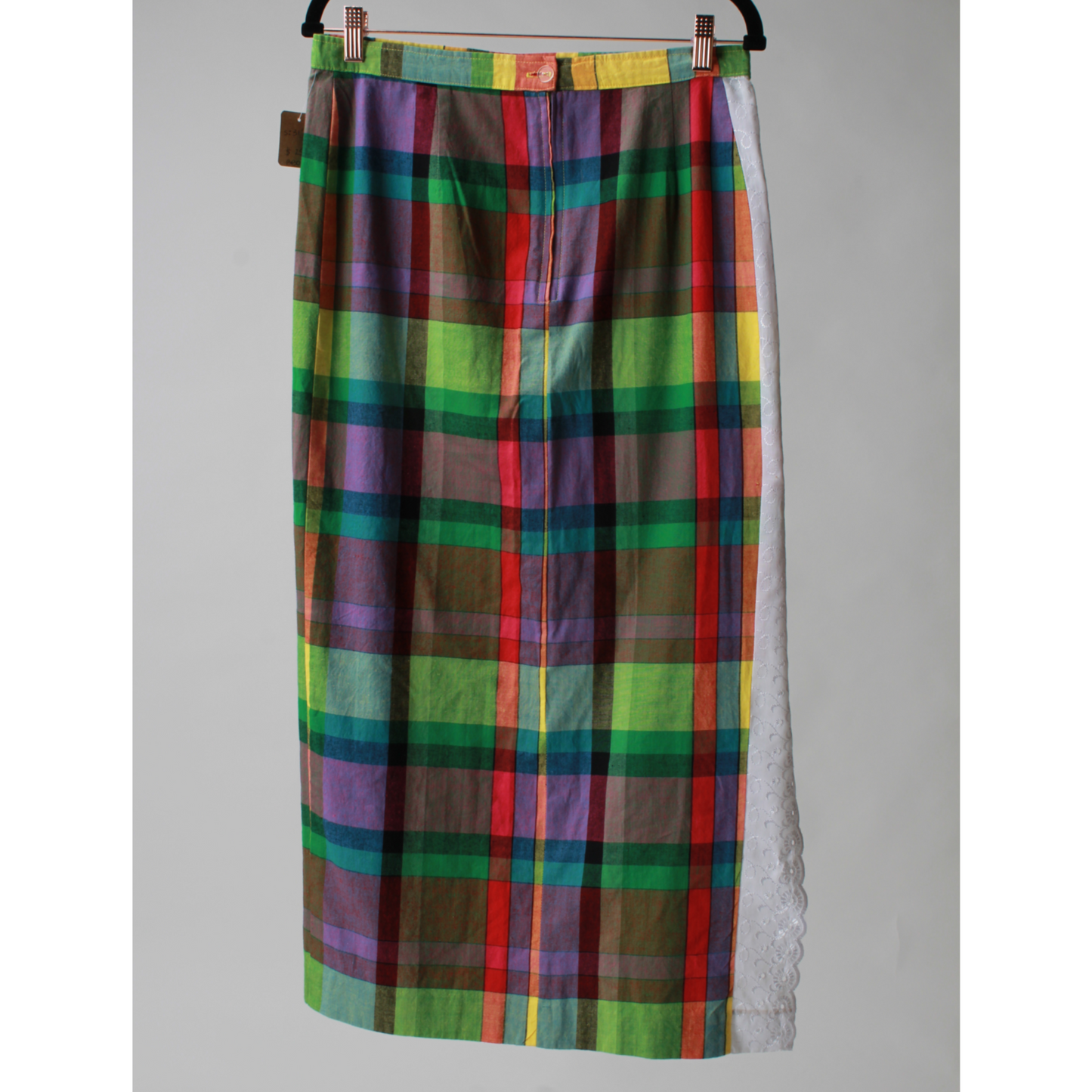 Rainbow Plaid Maxi Skirt (L)