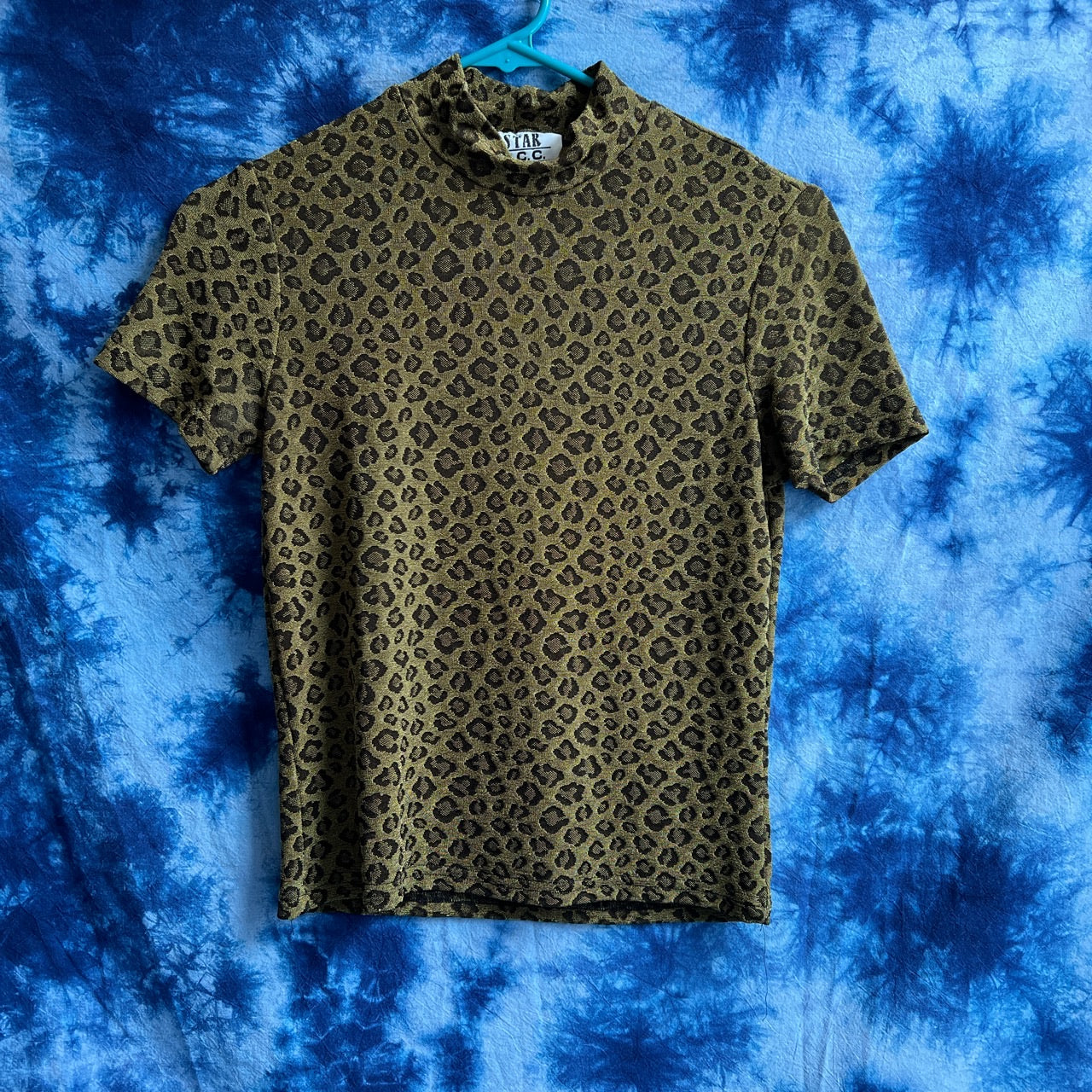 Sheer Cheetah Print Mock Neck (M/L)